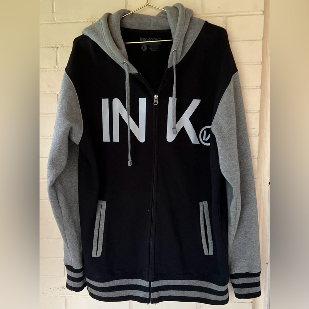 InkAddict INK Unisex Varsity Black/Gunmetal Heather Zip Hoodie
